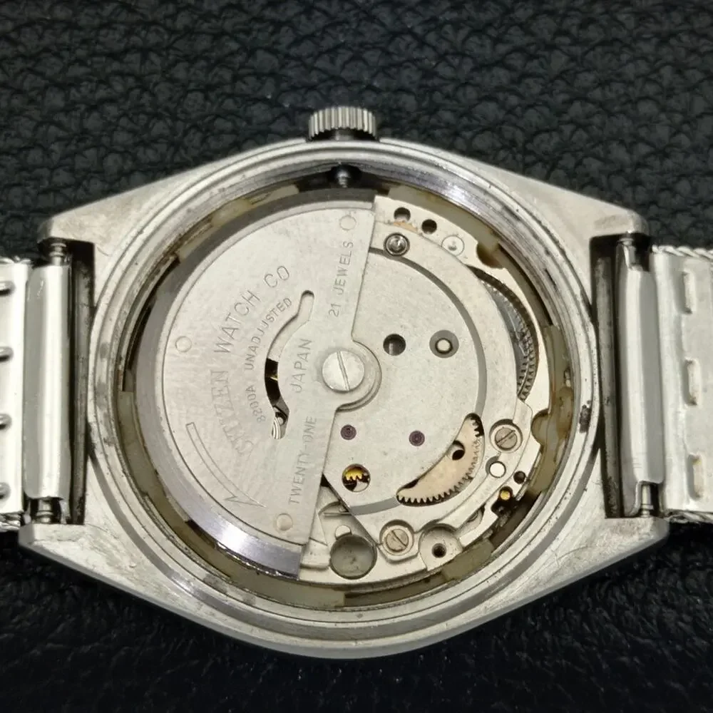 Vintage 1987 Citizen Automatic Mens Silver Watch W/daydate & Patina accents